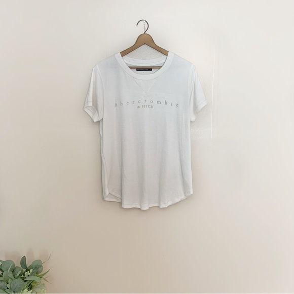 [Abercrombie & Fitch] Ivory White Soft Coy Short Sleeve Loungewear Top - Picture 1 of 8
